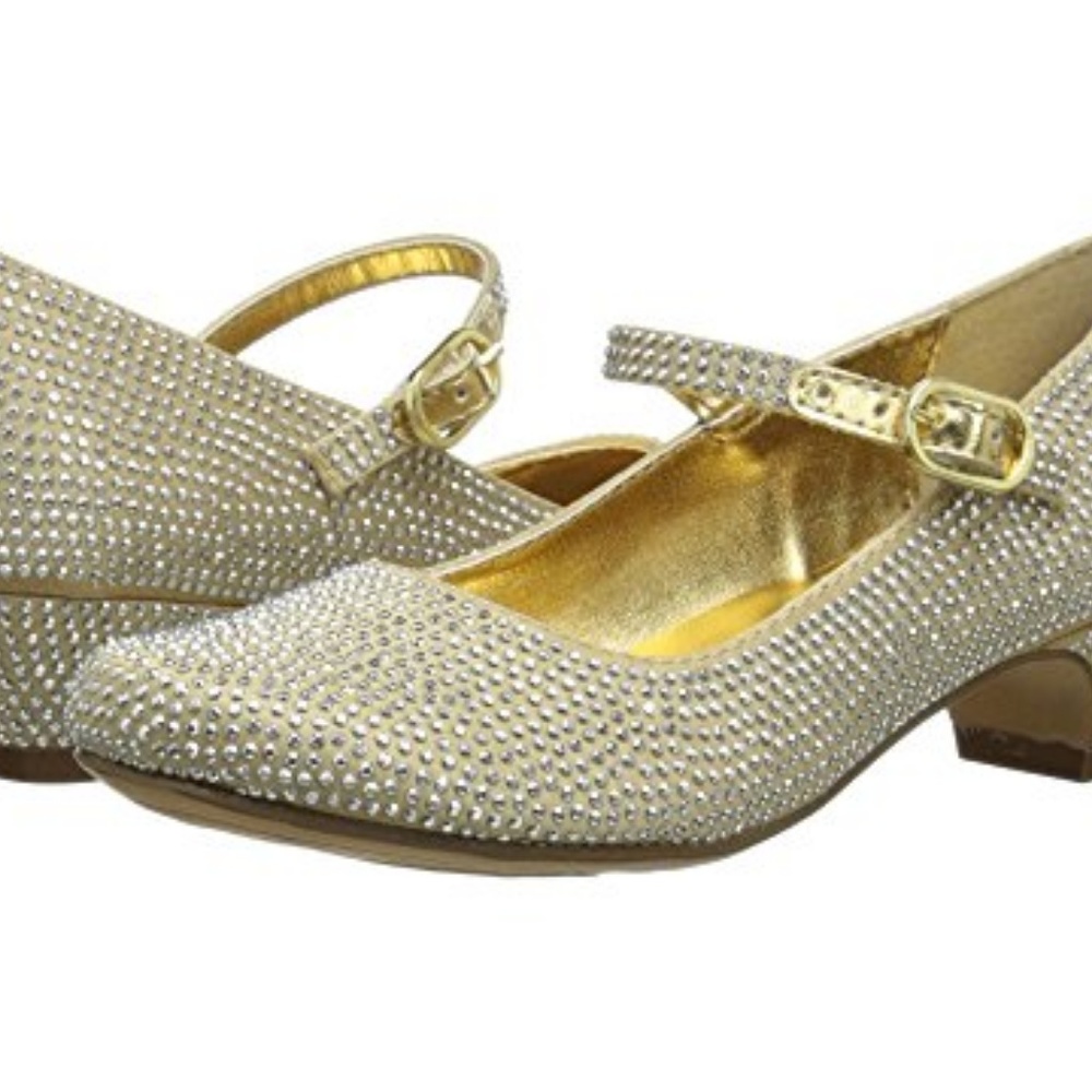 Nina Little Girls Zelia Mary Janes Gold strassing